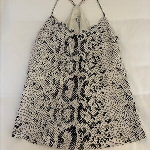J Crew Racer back Black and Cream Snake Print Camisole